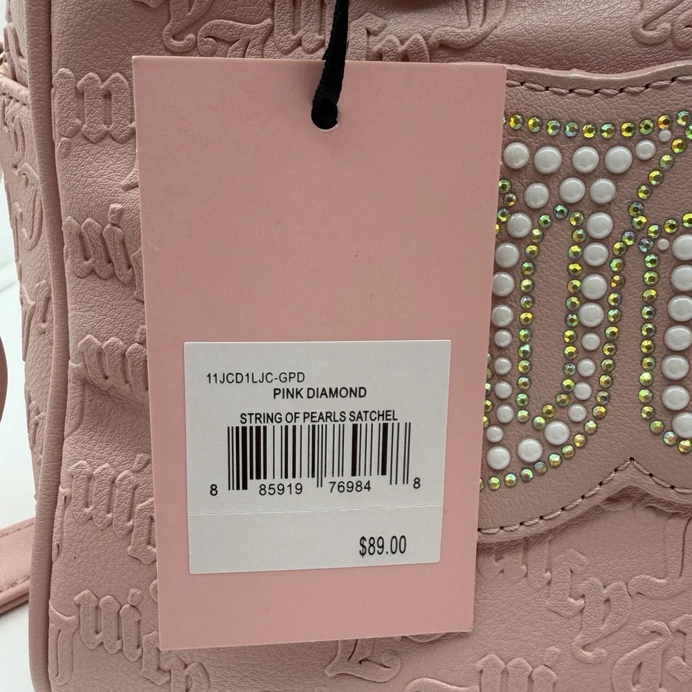 Juicy Couture String Of Pearls Satchel Pink Diamond Handbag Crossbody Bag NWT